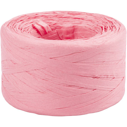 Papierbast (Raffia), B 7-8 mm, Hellrosa, 100 m/ 1 Rolle von Diverse