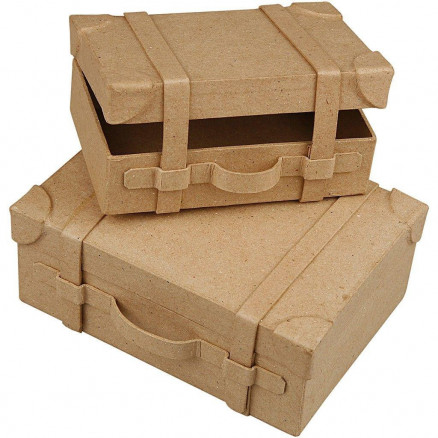 Papiermache Mini-Koffer Versch. Größen - 2 Stk. von Diverse