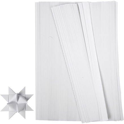 Papierstreifen für Sterne, L 45 cm, D 4,5 cm, B 10 mm, Weiß, 500 Streifen/ 1 Pck von Diverse