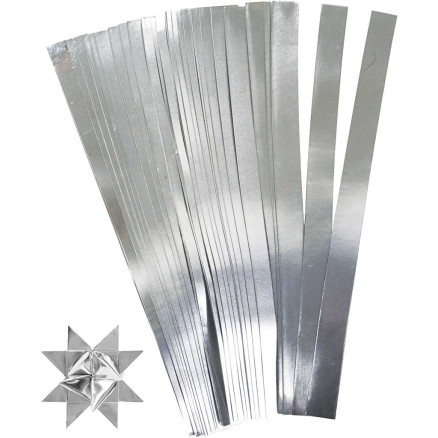 Papierstreifen für Sterne, L 45 cm, D 6,5 cm, B 15 mm, Silber, 100 Str Papierstreifen für Sterne, L 45 cm, D 6,5 cm, B 15 mm, Silber, 100 Str von Diverse