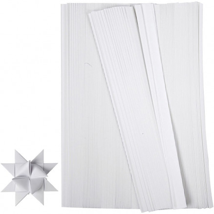 Papierstreifen für Fröbelsterne, B 15 mm, D: 6,5 cm, 500 Streifen, Wei Papierstreifen für Fröbelsterne, B 15 mm, D: 6,5 cm, 500 Streifen, Wei von Diverse