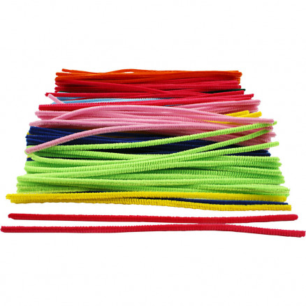 Pfeifenreiniger Chenilledraht, 6mm, L: 30 cm, Farbenmix, 200 Stk von Diverse