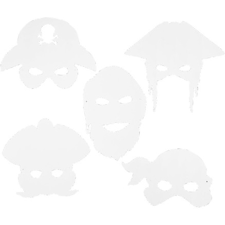 Piraten-Masken, H 16-26 cm, B 17,5-26,5 cm, 230 g, Weiß, 16 Stk/ 1 Pck von Diverse