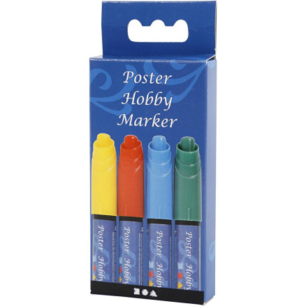 Poster Hobby Marker, Strichstärke 3 mm, Blau, Grün, Rot, Gelb, 4 Stk/ Poster Hobby Marker, Strichstärke 3 mm, Blau, Grün, Rot, Gelb, 4 Stk/ von Diverse