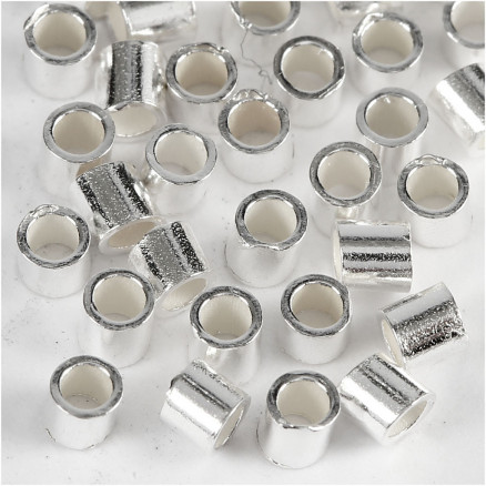 Quetschperlen, D: 2mm, 50 Stk, Sterlingsilber von Diverse