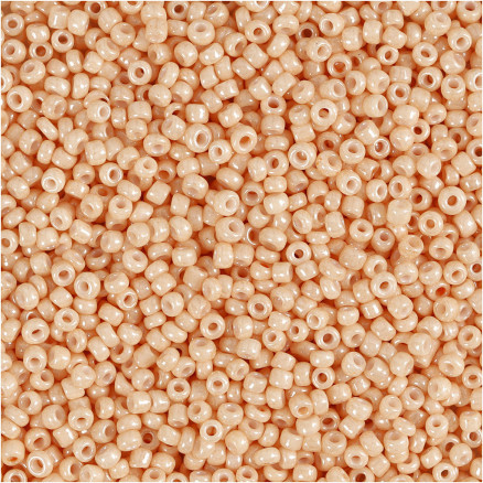 Rocai-Perlen, Durchm. 1,7 mm, Größe 15/0, Lochgröße 0,5-0,8 mm, heller Pfirsich, 25g/ 1 Pk. von Diverse