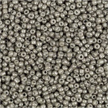 Rocai-Perlen, Durchm. 1,7 mm, Größe 15/0, Lochgröße 0,5-0,8 mm, hellgrau, 25g/ 1 Pk. von Diverse