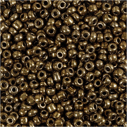 Rocai-Perlen, Durchm. 3 mm, Größe 8/0, Lochgröße 0,6-1,0 mm, Bronze, 25g/ 1 Pk. von Diverse