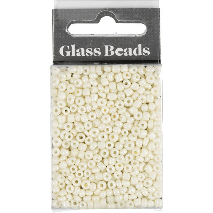 Rocai-Perlen, Durchm. 3 mm, Größe 8/0, Lochgröße 0,6-1,0 mm, cremefarben, 25g/ 1 Pk. von Diverse