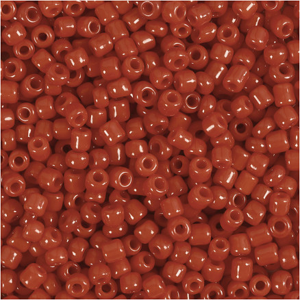 Rocai-Perlen, Durchm. 3 mm, Größe 8/0, Lochgröße 0,6-1,0 mm, dunkelrot, 25g/ 1 Pk. von Diverse