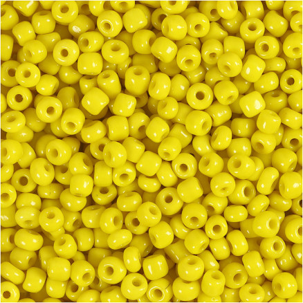 Rocai-Perlen, Durchm. 3 mm, Größe 8/0, Lochgröße 0,6-1,0 mm, gelb, 25g/ 1 Pk. Rocai-Perlen, Durchm. 3 mm, Größe 8/0, Lochgröße 0,6-1,0 mm, gelb, 25g/ 1 Pk. von Diverse