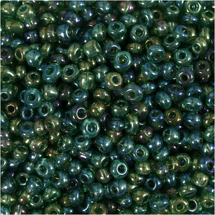 Rocai-Perlen, Durchm. 3 mm, Größe 8/0, Lochgröße 0,6-1,0 mm, grünes Öl, 25g/ 1 Pk. Rocai-Perlen, Durchm. 3 mm, Größe 8/0, Lochgröße 0,6-1,0 mm, grünes Öl, 25g/ 1 Pk. von Diverse
