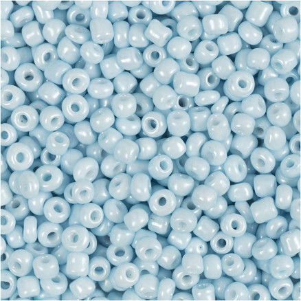 Rocai-Perlen, Durchm. 3 mm, Größe 8/0, Lochgröße 0,6-1,0 mm, hellblau, 25g/ 1 Pk. Rocai-Perlen, Durchm. 3 mm, Größe 8/0, Lochgröße 0,6-1,0 mm, hellblau, 25g/ 1 Pk. von Diverse