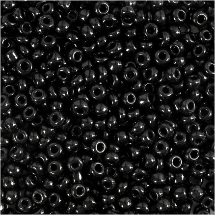 Rocai-Perlen, Durchm. 3 mm, Größe 8/0, Lochgröße 0,6-1,0 mm, schwarz, 25g/ 1 Pk. Rocai-Perlen, Durchm. 3 mm, Größe 8/0, Lochgröße 0,6-1,0 mm, schwarz, 25g/ 1 Pk. von Diverse
