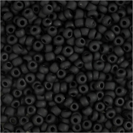 Rocai-Perlen, Durchm. 3 mm, Größe 8/0, Lochgröße 0,6-1,0 mm, schwarz matt, 25g/ 1 Pk. Rocai-Perlen, Durchm. 3 mm, Größe 8/0, Lochgröße 0,6-1,0 mm, schwarz matt, 25g/ 1 Pk. von Diverse