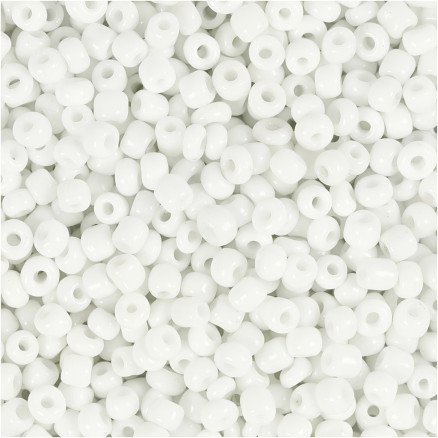 Rocai-Perlen, Durchm. 3 mm, Größe 8/0, Lochgröße 0,6-1,0 mm, weiß, 25g/ 1 Pk. Rocai-Perlen, Durchm. 3 mm, Größe 8/0, Lochgröße 0,6-1,0 mm, weiß, 25g/ 1 Pk. von Diverse
