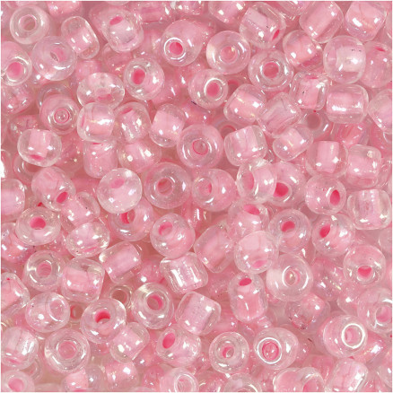 Rocai-Perlen, Durchm. 4 mm, Größe 6/0, Lochgröße 0,9-1,2 mm, Rosa Mitte, 25g/ 1 Pk. Rocai-Perlen, Durchm. 4 mm, Größe 6/0, Lochgröße 0,9-1,2 mm, Rosa Mitte, 25g/ 1 Pk. von Diverse