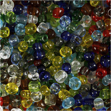 Rocai-Perlen, Durchm. 4 mm, Größe 6/0, Lochgröße 0,9-1,2 mm, glänzend transparent, 130g/ 1 Pk. Rocai-Perlen, Durchm. 4 mm, Größe 6/0, Lochgröße 0,9-1,2 mm, glänzend transparent, 130g/ 1 Pk. von Diverse