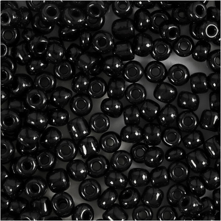 Rocai-Perlen, Durchm. 4 mm, Größe 6/0, Lochgröße 0,9-1,2 mm, schwarz, 25g/ 1 Pk. Rocai-Perlen, Durchm. 4 mm, Größe 6/0, Lochgröße 0,9-1,2 mm, schwarz, 25g/ 1 Pk. von Diverse