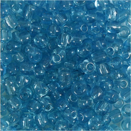 Rocai-Perlen, Durchm. 4 mm, Größe 6/0, Lochgröße 0,9-1,2 mm, türkis, klar, 25g/ 1 Pk. Rocai-Perlen, Durchm. 4 mm, Größe 6/0, Lochgröße 0,9-1,2 mm, türkis, klar, 25g/ 1 Pk. von Diverse