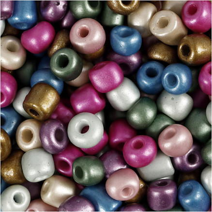 Rocai-Perlen, Durchm. 5 mm, Größe 4/0, Lochgröße 1,2 mm, Metallic-Farben, 130g/ 1 Pk. Rocai-Perlen, Durchm. 5 mm, Größe 4/0, Lochgröße 1,2 mm, Metallic-Farben, 130g/ 1 Pk. von Diverse