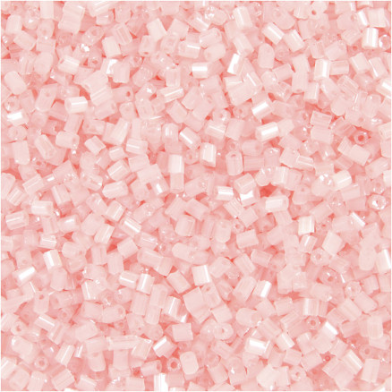 Rocai-Perlen 2-Schliff, Durchm. 1,7 mm, Größe 15/0, Lochgröße 0,5 mm, transparent Rosa, 25g/ 1 Pk. von Diverse