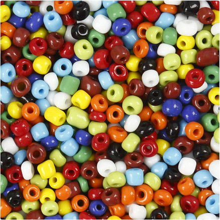 Rocaille Glasperlen, Größe 6/0, Lochgröße 0,9-1,2mm, D: 4mm, 1000g, Farbenmix von Diverse