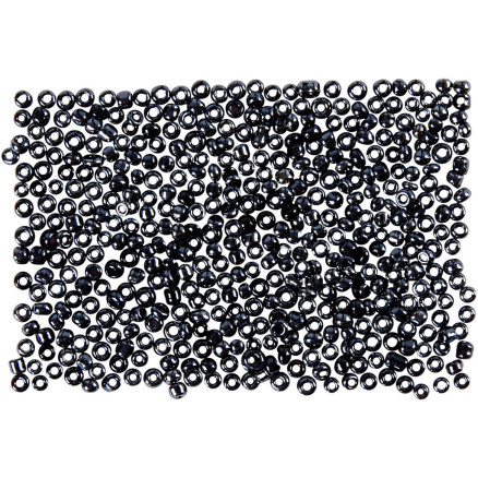 Rocailleperlen, D 1,7 mm, Größe 15/0, Lochgröße 0,5-0,8 mm, Dunkelgrau, 500 g/ 1 Btl. von Diverse