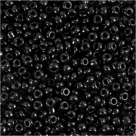 Rocailleperlen, D 3 mm, Größe 8/0, Lochgröße 0,6-1,0 mm, Schwarz, 500 g/ 1 Pck von Diverse