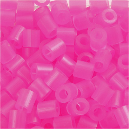 Röhrchenperlen, Größe 5x5 mm, Lochgröße 2,5 mm, mittel, Rosa Neon (32257), 1100 Stück / 1 Pk. von Diverse