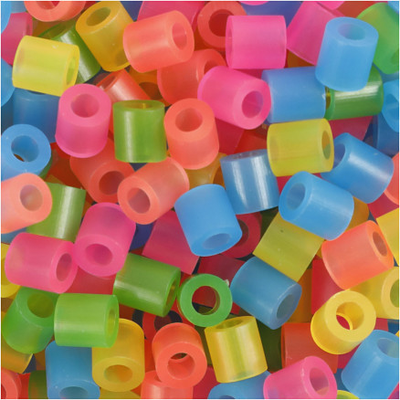 Röhrenperlen, Größe 5x5 mm, Lochgröße 2,5 mm, mittel, Neonfarben, 1100 Stück / 1 Pk. Röhrenperlen, Größe 5x5 mm, Lochgröße 2,5 mm, mittel, Neonfarben, 1100 Stück / 1 Pk. von Diverse