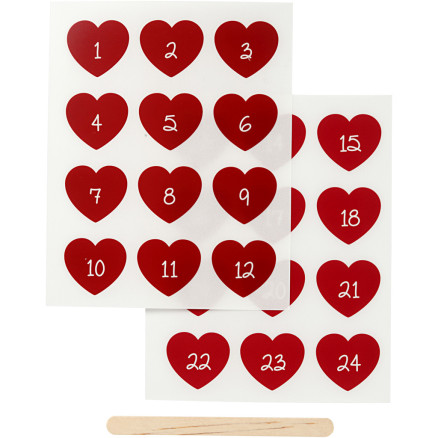 Rubbelaufkleber, Kalenderzahlen, H: 32 mm, B: 28 mm, Blatt 12,2x15,3 cm, rot, 1 Pk. von Diverse