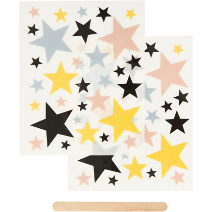 Rubbelaufkleber, Sterne, Bogen 12,2x15,3 cm, 1 Pk. von Diverse