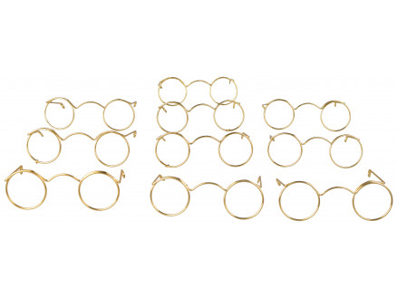 Runder Golddraht Puppenbrillen 6cm Metall - 10 Stk von Diverse