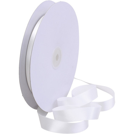 Satinband, B 15 mm, Weiß, 50 m/ 1 Rolle von Diverse
