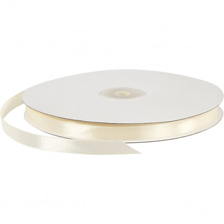 Satinband, B: 10mm, 100m, Naturweiß Satinband, B: 10mm, 100m, Naturweiß von Diverse