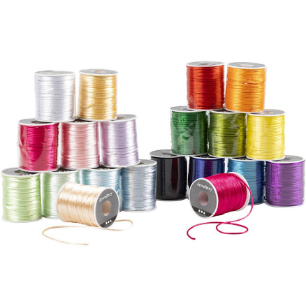 Satinband, Dicke 2 mm, Pastellfarben, Kräftige Farben, 20x50 m/ 1 Pck Satinband, Dicke 2 mm, Pastellfarben, Kräftige Farben, 20x50 m/ 1 Pck von Diverse