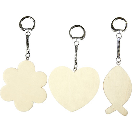 Schlüsselanhänger aus Holz, Größe 6-7 cm, Dicke 3 mm, 12 Stk/ 1 Pck Schlüsselanhänger aus Holz, Größe 6-7 cm, Dicke 3 mm, 12 Stk/ 1 Pck von Diverse