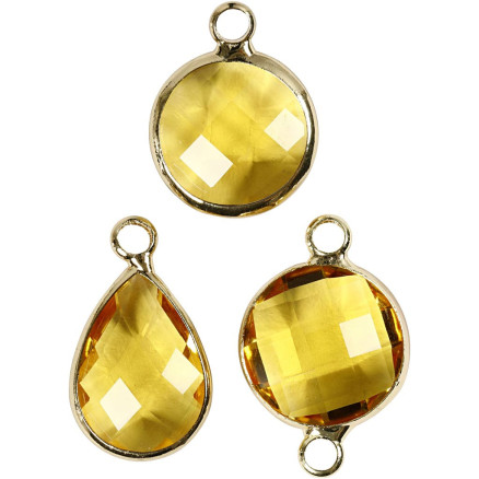 Schmuckanhänger, H: 15-20 mm, Lochgröße 2 mm, gelb, 1 Pk. Schmuckanhänger, H: 15-20 mm, Lochgröße 2 mm, gelb, 1 Pk. von Diverse