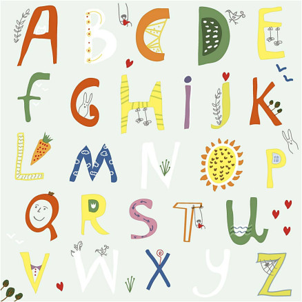 Servietten, Buntes Alphabet, Größe 33x33 cm, 20 Stk/ 1 Pck von Diverse