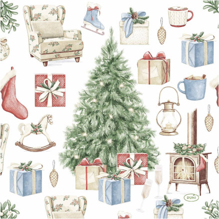 Servietten, Weihnachtsbaum mit Geschenken, Größe 33x33 cm, 20 Stk/ 1 Pck von Diverse