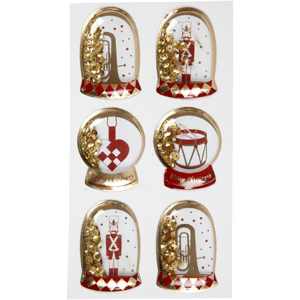 Shaker-Aufkleber, Nussknacker, Größe 49x32+45x36 mm, gold, 6 Stück / 1 Pk. von Diverse