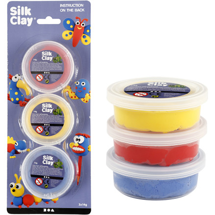 Silk Clay®, Blau, Rot, Gelb, 3x14 g/ 1 Pck von Diverse