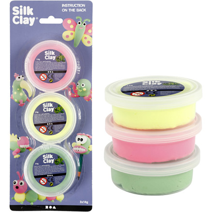 Silk Clay®, Hellgrün, Neonpink, Neongelb, 3x14 g/ 1 Pck von Diverse