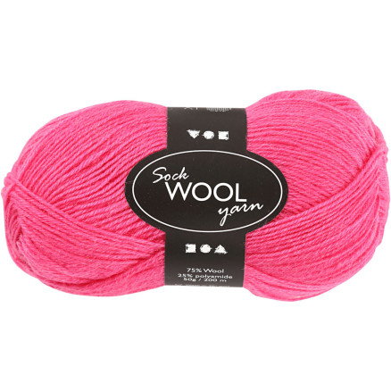 Sockenwolle, L 200 M, Pink, 50 g/ 1 Knäuel von Diverse