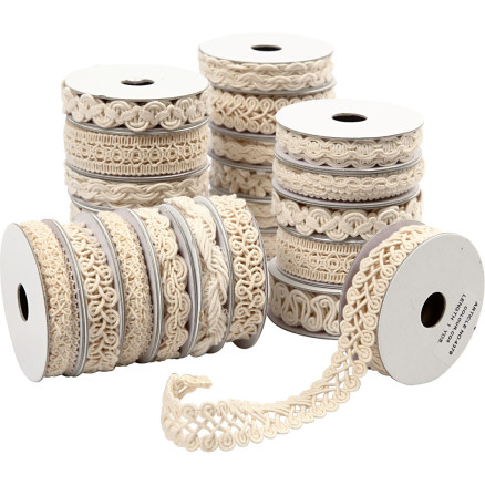 Spitzenborte, B 6-18 mm, Creme, 56x0.90 m/ 1 Pck von Diverse