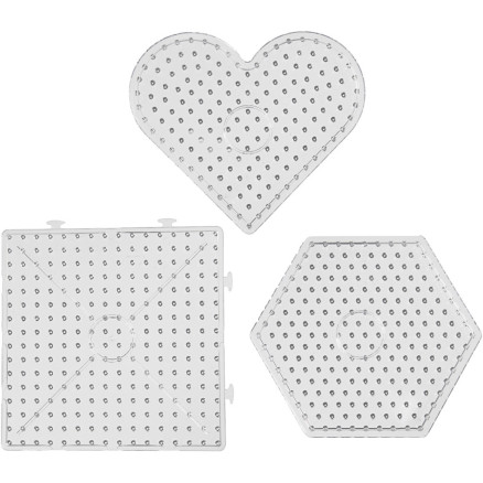 Steckplatte, Herzen, Sechstecke, Quadrate, Größe 15x15-17,5x17,5 cm, JUMBO, Transparent, 6 Stk/ 1 Pck von Diverse