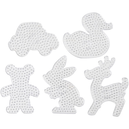Steckplatte, Teddybär, Auto, Hirsch, Ente und Häschen, Größe 16x19,5-19x24 cm, JUMBO, Transparent, 5 Stk/ 1 Pck von Diverse