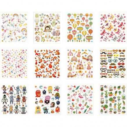 Sticker-Heft, Blatt 15x16,5cm, 12 Seiten von Diverse