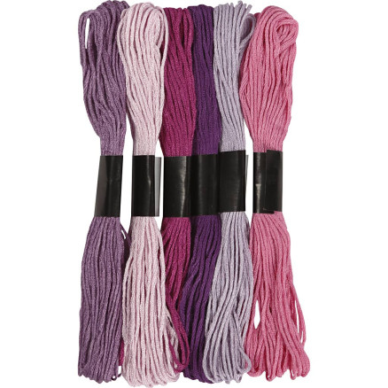 Stickgarn, Dicke 1 mm, Flieder, 6 Bündl./ 1 Pck von Diverse